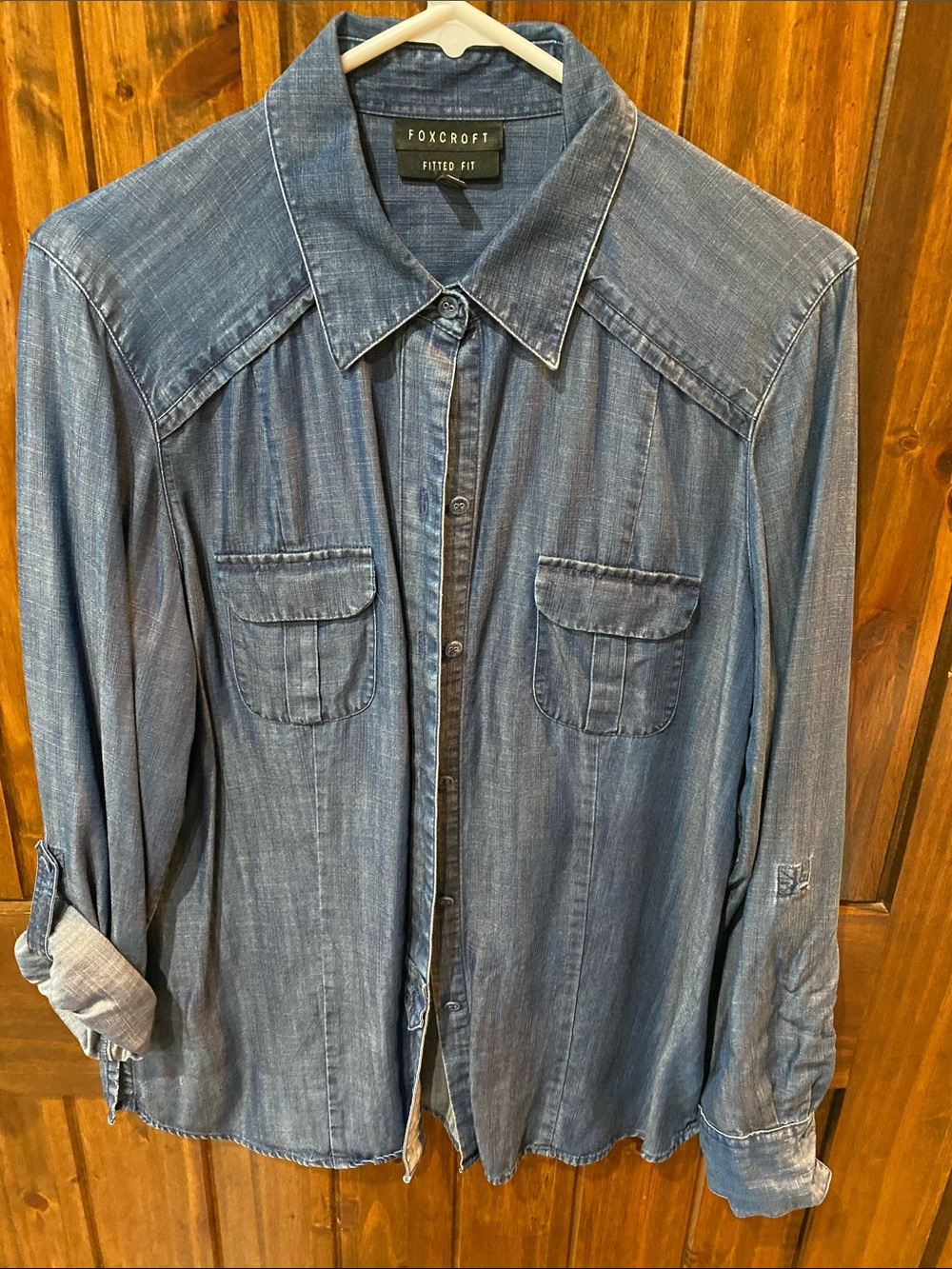 Foxcroft women’s Denim-Style Button Down Shirt - Blue